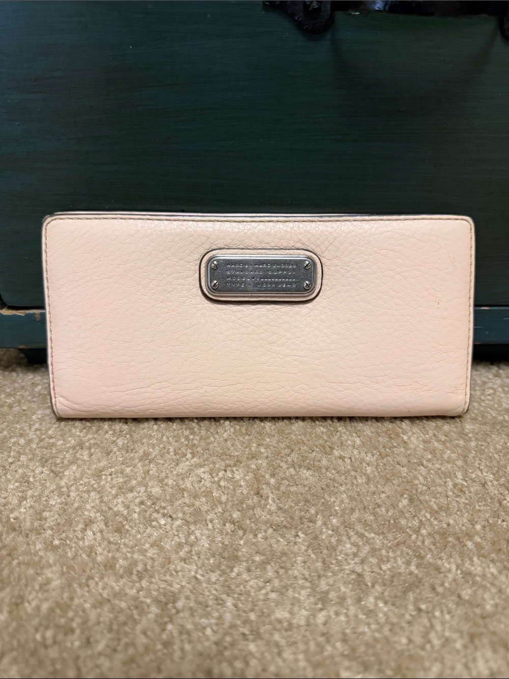 Marc Jacobs Pale Pink Leather Continental Wallet with Silver Plaque